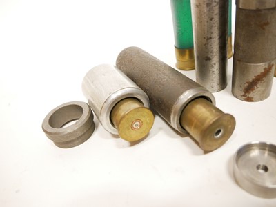 Lot 417 - Eight bore cartridges and tools, including two...