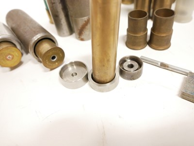 Lot 417 - Eight bore cartridges and tools, including two...