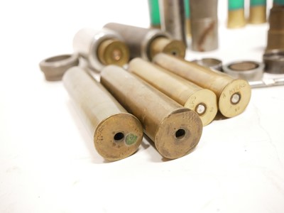 Lot 417 - Eight bore cartridges and tools, including two...