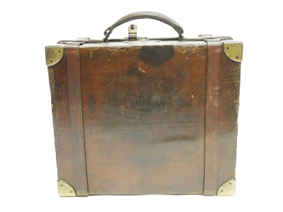 Lot 496 - Oak and leather cartridge magazine by Wanless...