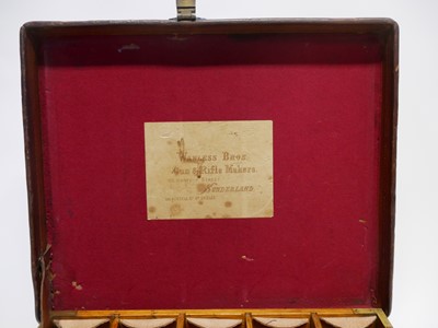 Lot 496 - Oak and leather cartridge magazine by Wanless...