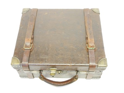 Lot 496 - Oak and leather cartridge magazine by Wanless...