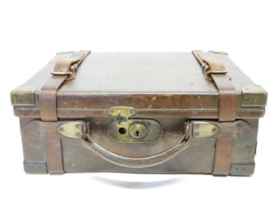 Lot 496 - Oak and leather cartridge magazine by Wanless...