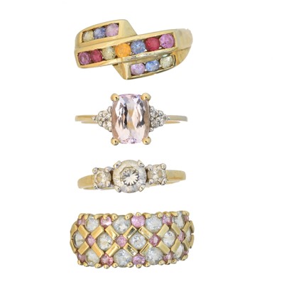 Lot 102 - Four gold gem-set dress rings