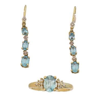 Lot 53 - A suite of 9ct gold apatite jewellery