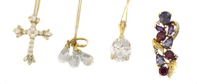 Lot 36 - Four 9ct gold gem-set pendants