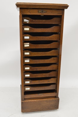 Lot 287 - Early 20th century mahogany tambour fronted filing cabinet