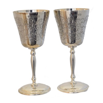 Lot 115 - A pair of Elizabeth II silver sherry goblets