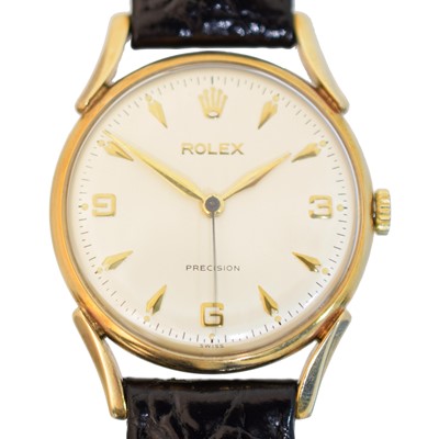 Lot A 1950s 9ct gold Rolex Precision manual wind wristwatch