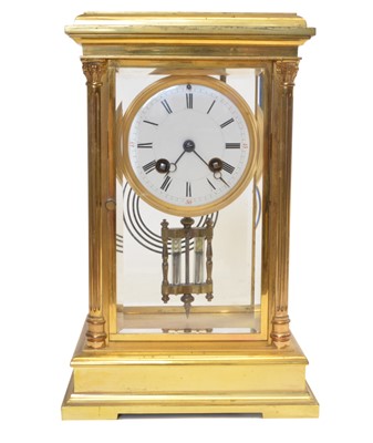 Lot 229 - Late 19th century French four glass mantel clock