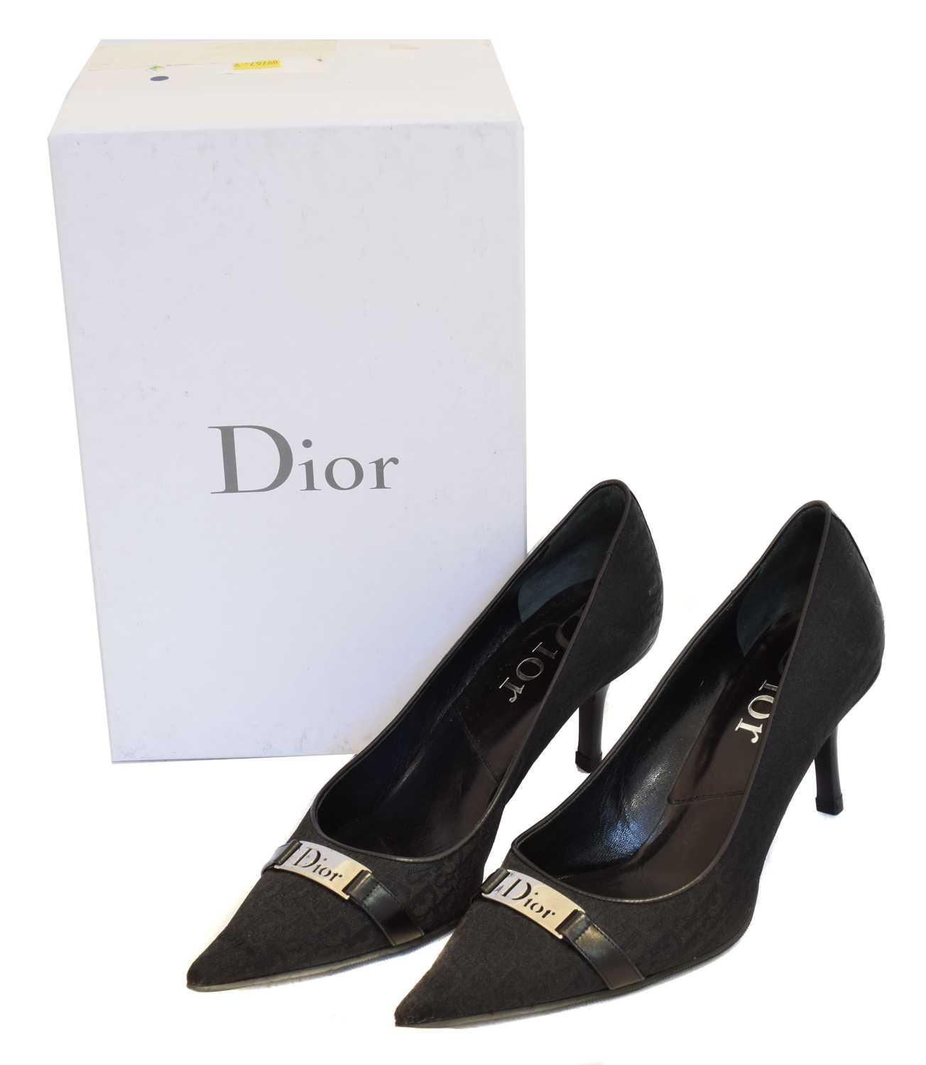 Lot 170 - A pair of Dior black logo heels