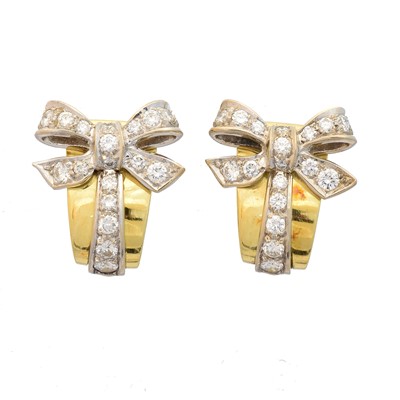 Lot 39 - A pair of 18ct gold diamond earrings retailed by Boodles