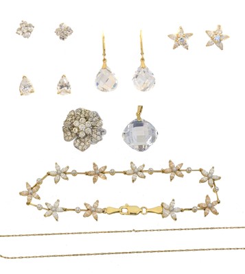 Lot 111 - A selection of 14ct gold CZ jewellery