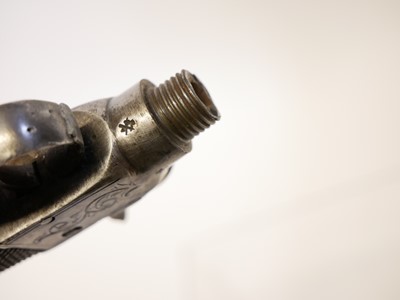 Lot 12 - Percussion box lock pistol, 3inch 80 bore turn-...