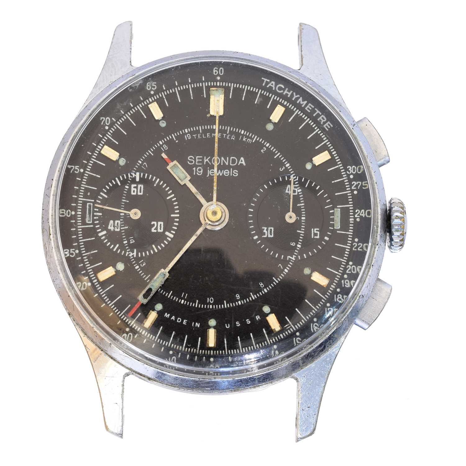 Lot A 1960s Sekonda USSR chronograph manual wind wristwatch