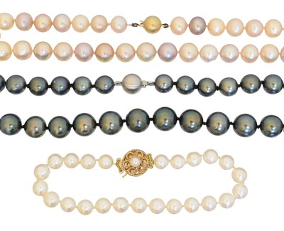 Lot 49 - A selection of gold and palladium cultured pearl jewellery