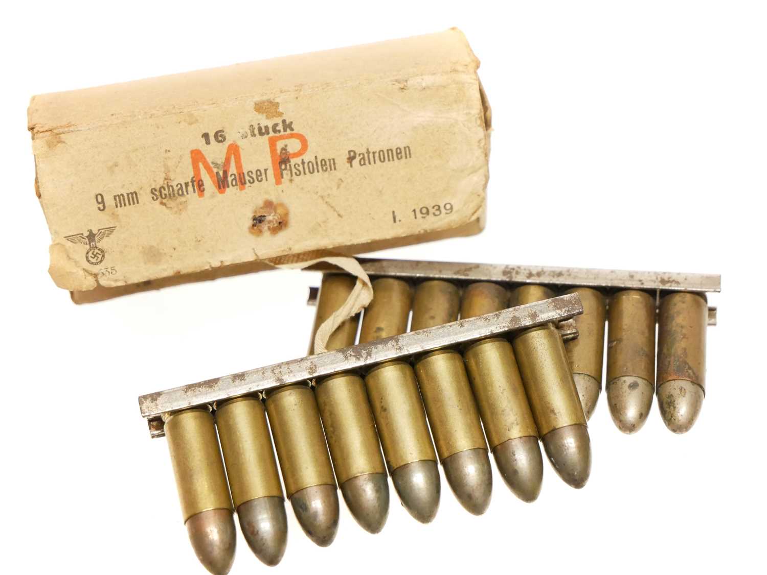 Lot 135 - Sixteen original inert 9 X 23mm cartridges in...