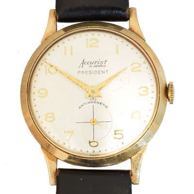 Lot 184 - A 1960s 9ct gold Accurist 'President' manual wind wristwatch