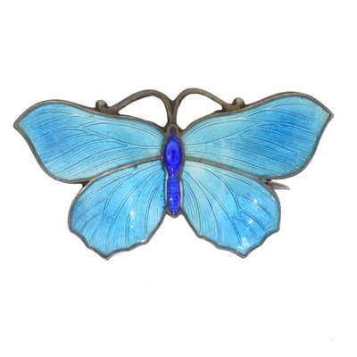Lot 1 - A silver enamel butterfly brooch by John Aitken & Sons