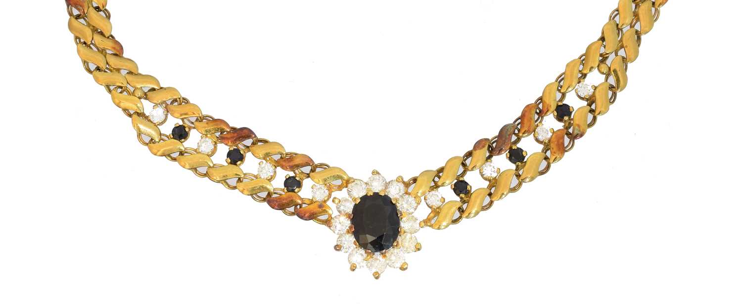 Lot 48 - A sapphire and paste necklace