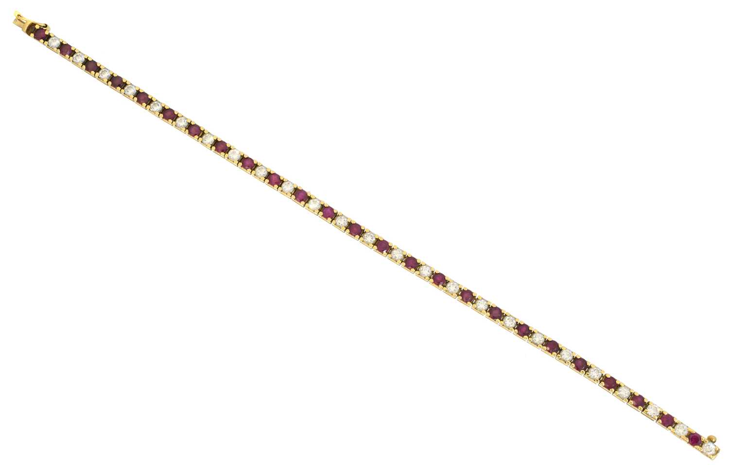 Lot A ruby and diamond line bracelet