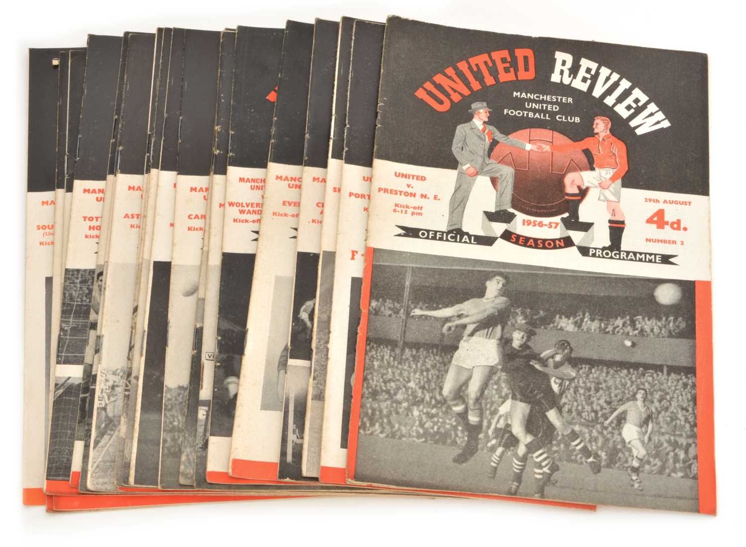Lot 19 - Manchester United Home Football Programmes 1956-1957 season