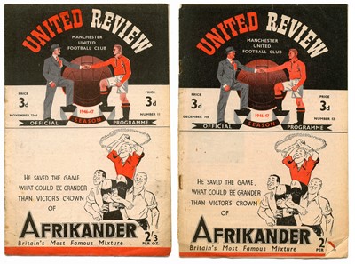 Lot 7 - Two Manchester United Home Programmes from the 1946-1947 Season