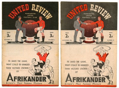 Lot 8 - Two Manchester United Home Programmes from the 1946-1947 Season