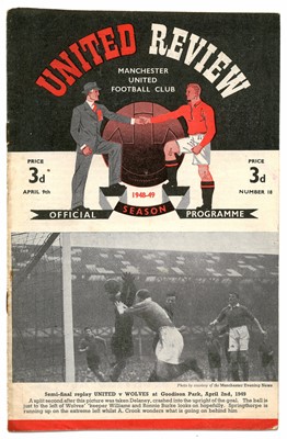 Lot 12 - Manchester United Six Home Football Programmes from the 1948-1949 Season