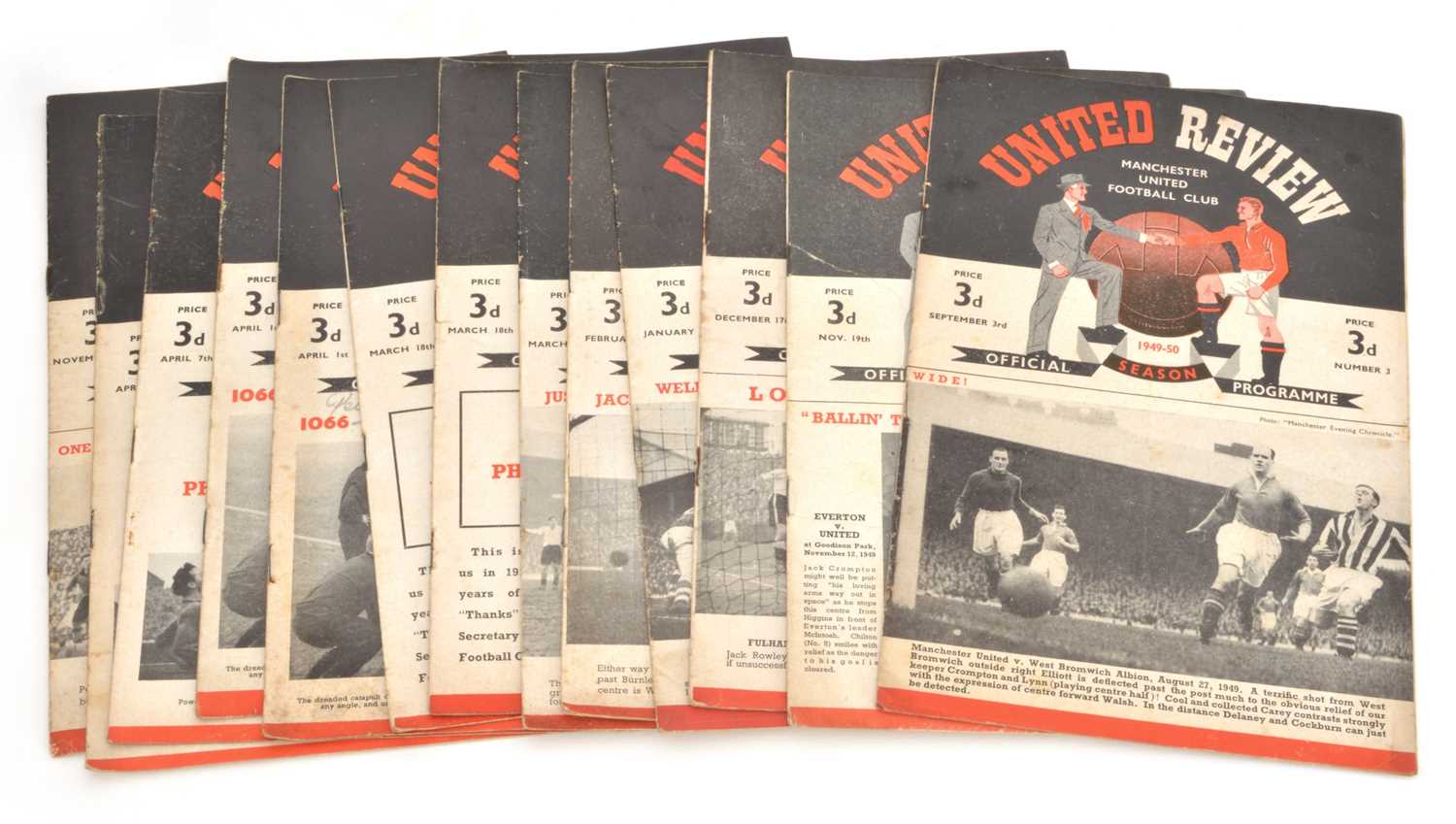 Lot 13 - Manchester United Home Football programmes from the 1949-1950 season