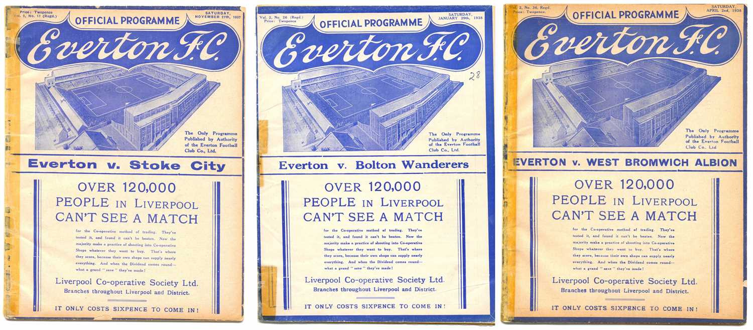 Lot 46 - Everton 1938-1939 Season Home Football Programmes