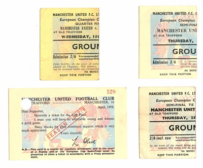 Lot 24 - Manchester United European Cup home tickets at Old Trafford 1957-58