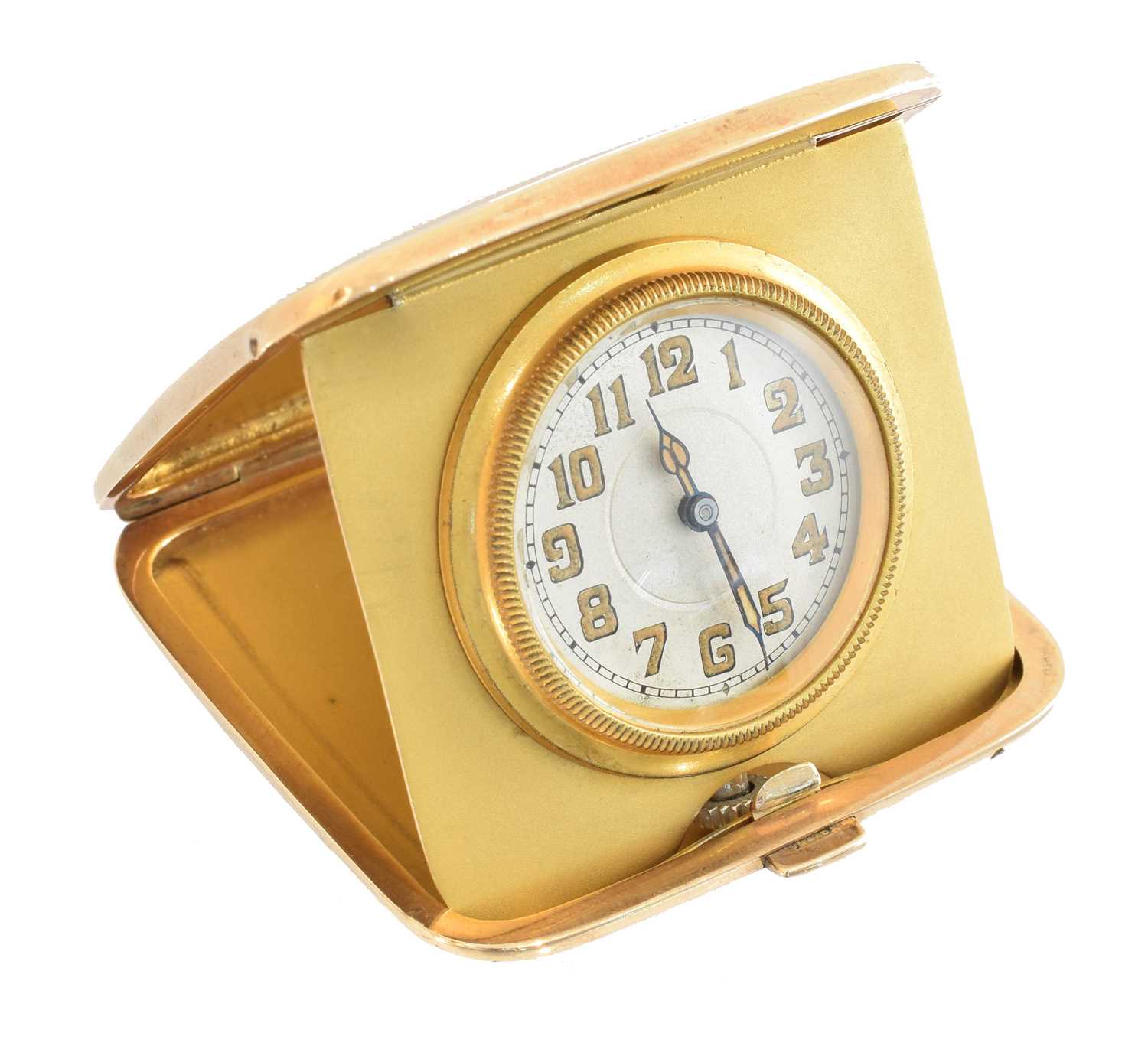 Lot 161 - A 9ct gold travel clock