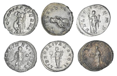 Lot 3 - Gordian III (238-244AD) and a Herennius Etruscus (251AD) silver Antoninianii (6).
