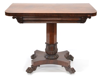 Lot William IV Rosewood Fold-Over Card Table