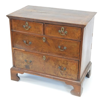 Lot Mid 18th Century Walnut and Feather Banded Chest of Drawers of Small Proportions