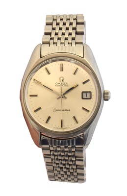 Lot 214 - A stainless steel Omega Seamaster automatic wristwatch.