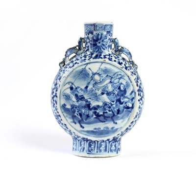 Lot 219 - A Chinese Blue & White Moon Flask