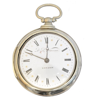 Lot 245 - A George III nickel silver pair cased pocket watch by D.D. Neveren, London.