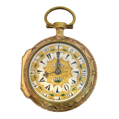 Lot A late 18th century gilt metal open face pocket watch by Julian Leroy, Paris.
