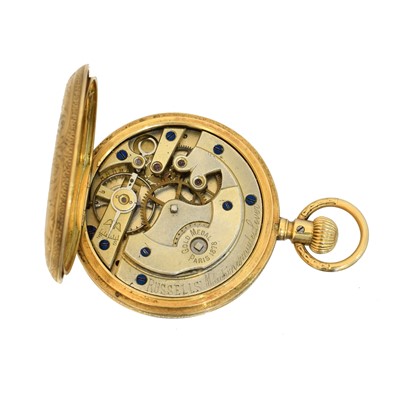 Lot 266 - A Victorian 18ct gold half hunter fob watch by Thos. Russell & Son