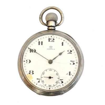 Lot 263 - A silver open face pocket watch by Omega