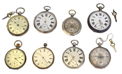 Lot 252 - Eight Victorian and later silver open face pocket watches