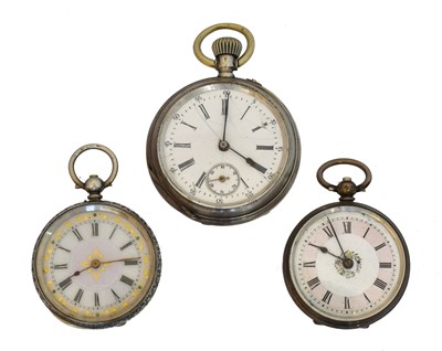 Lot 137 - Three silver fob watches