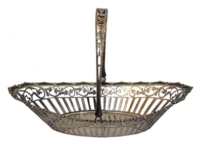 Lot 166 - An Edward VII silver swing handled basket