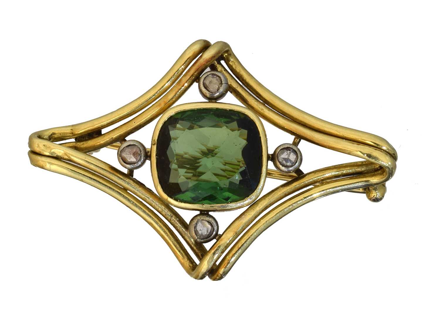 Lot 7 - A tourmaline and diamond brooch