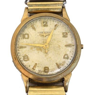 Lot 206 - A 1950s 9ct gold Longines manual wind wristwatch
