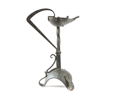 Lot 298 - 19th Century Wrought Iron Whale Oil Betty Lamp