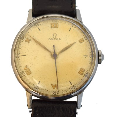 Lot 210 - A stainless steel Omega manual wind wristwatch