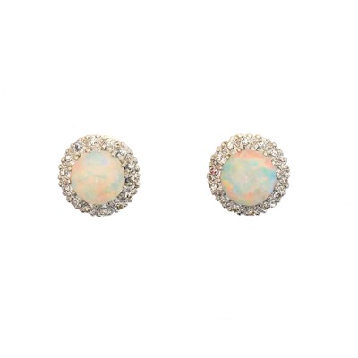 Lot 37 - A pair of opal and diamond earrings